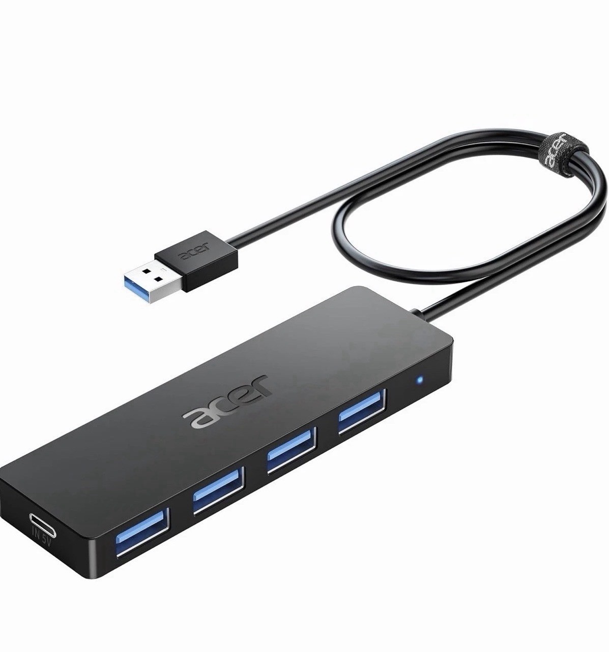 Acer 4-Port USB 3.0 Hub 1:4 Portable Splitter, 60cm Cable, Black