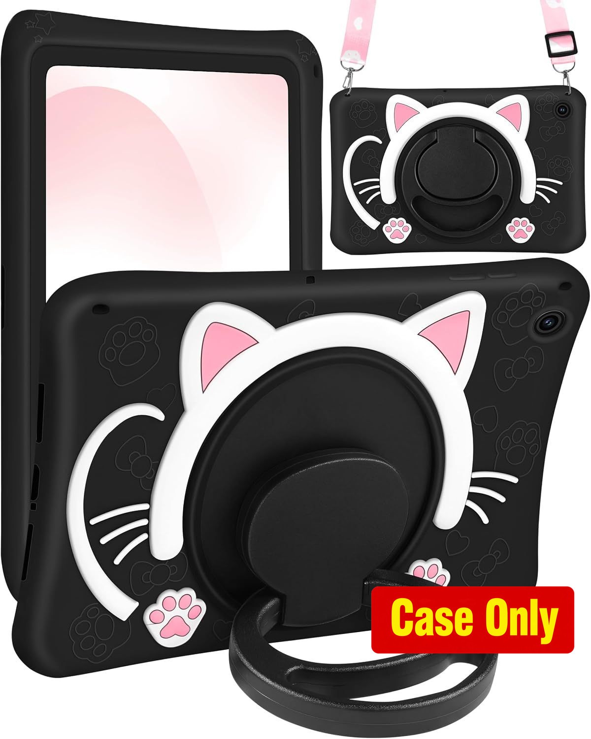 Tablet Case for A9 Plus 11”, Cute Kawaii Black Cat Cover with Rotating Handle