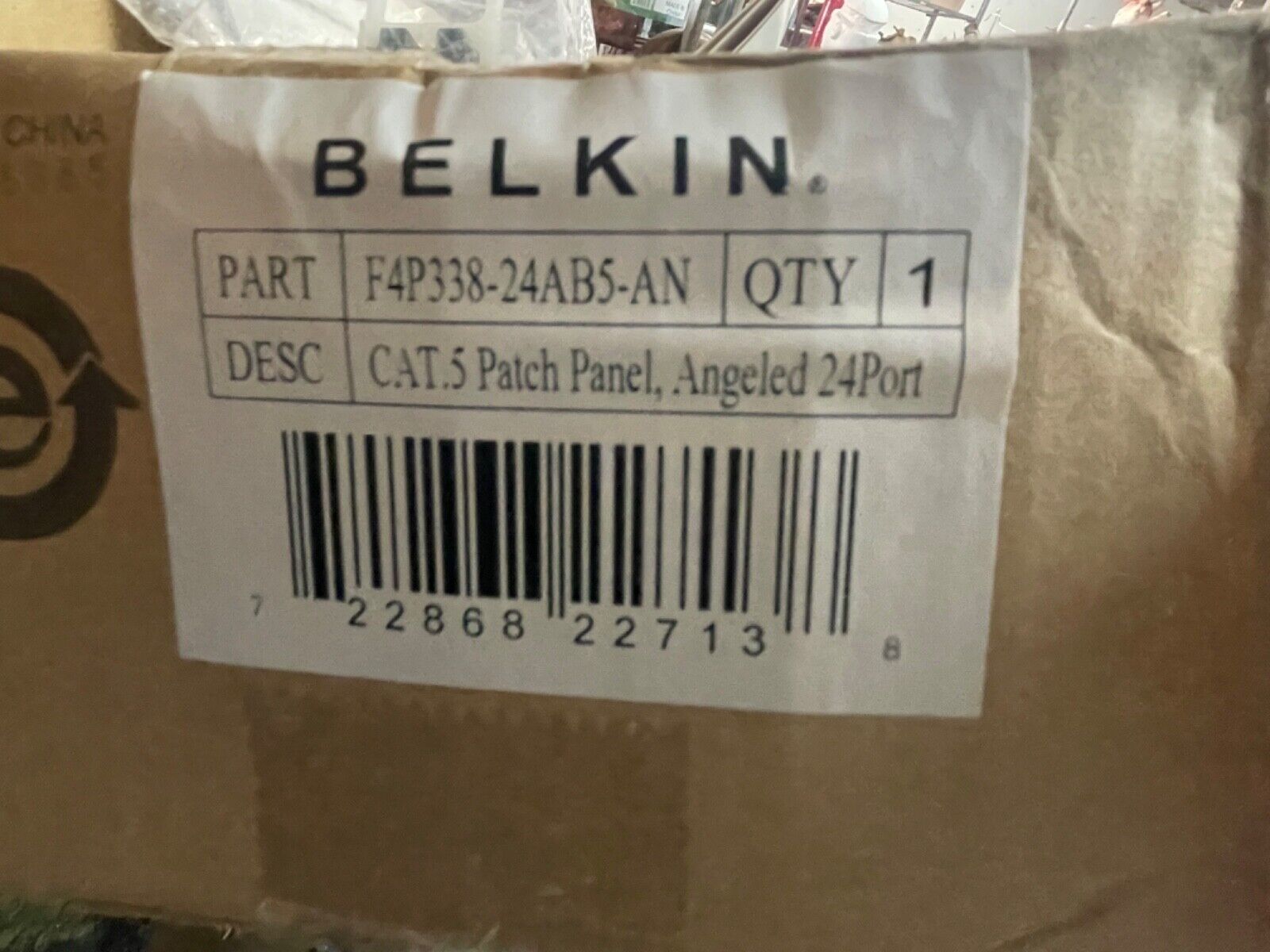Belkin F4P338-24-AB5 Category 5 24-Port Patch Panel NIB