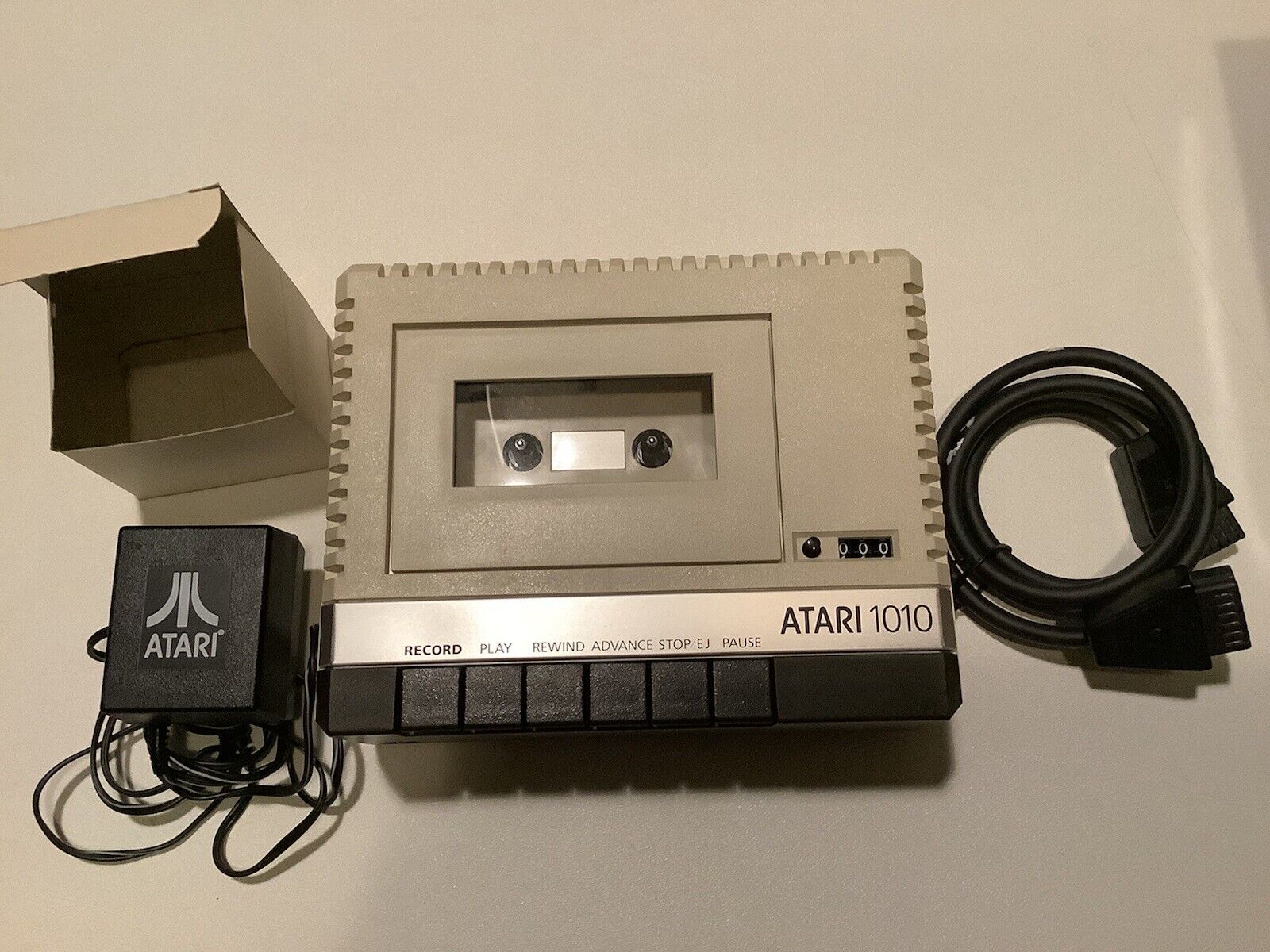 Atari 1010 Program Recorder with Original Box, Power Supply And Cable. READ