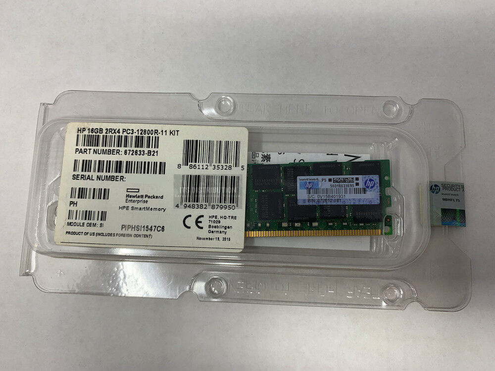 672633-B21 I GENUINE HP 16GB (1x16GB) Dual Rank x4 PC3-12800R Memory BRAND NEW