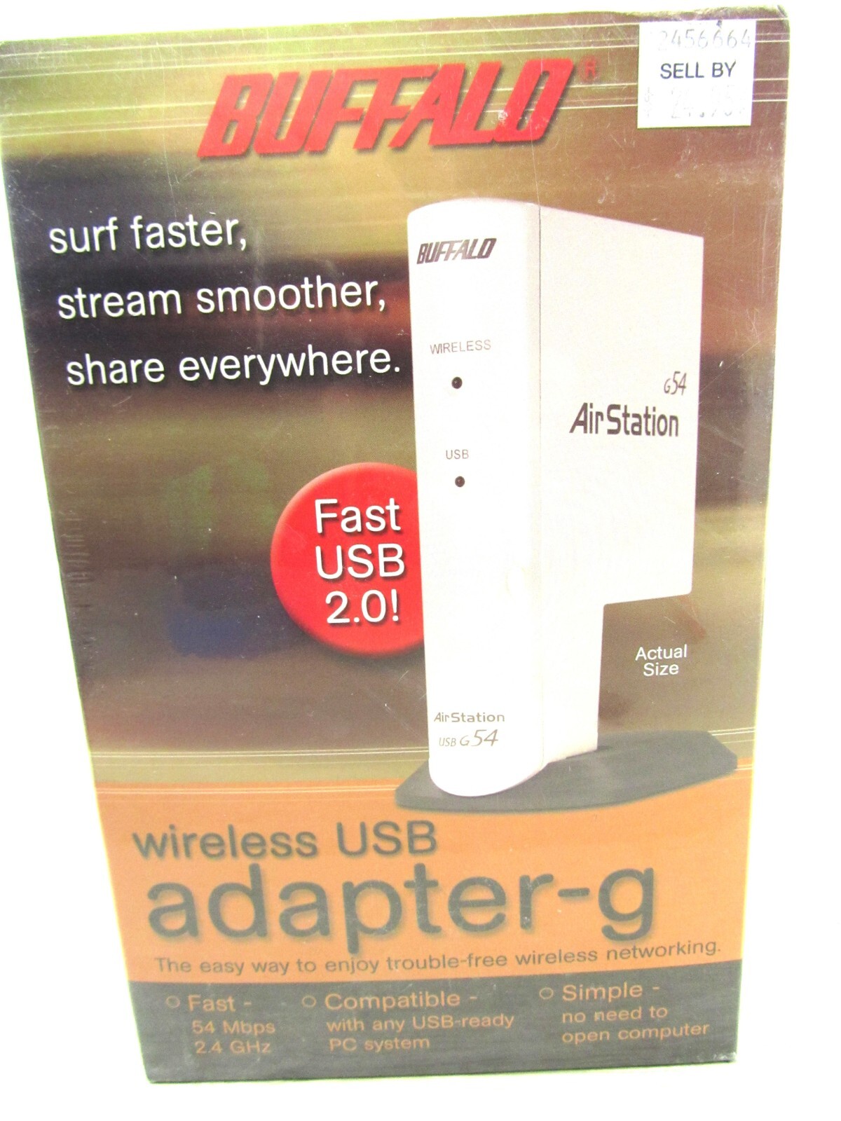 NEW/SEALED Buffalo Wireless USB Adapter 54 Mbps WLI2-USB2-G54 Airstation AOSS