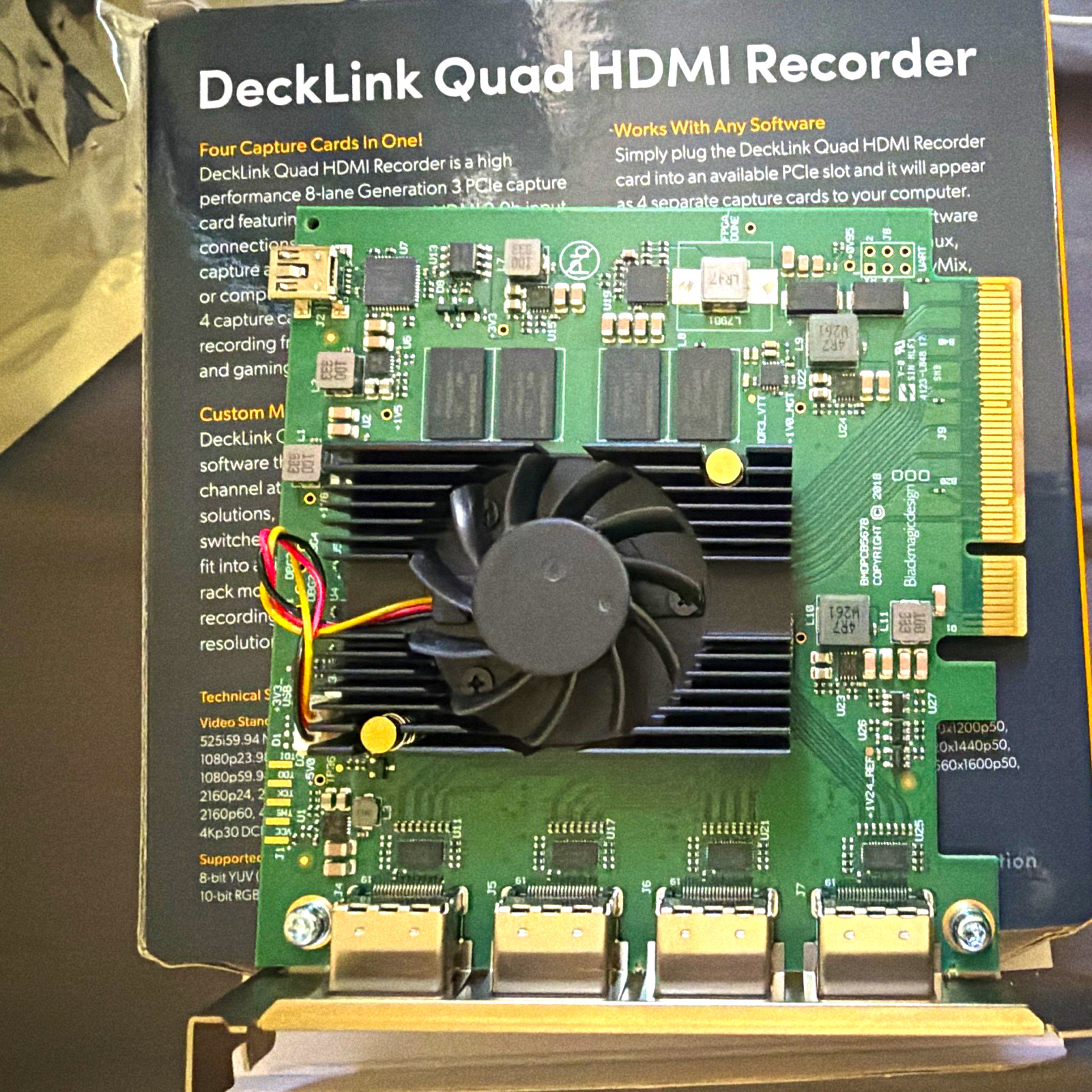 Blackmagic Design DeckLink Quad HDMI Recorder PCIe Video Capture Card 4x HDMI