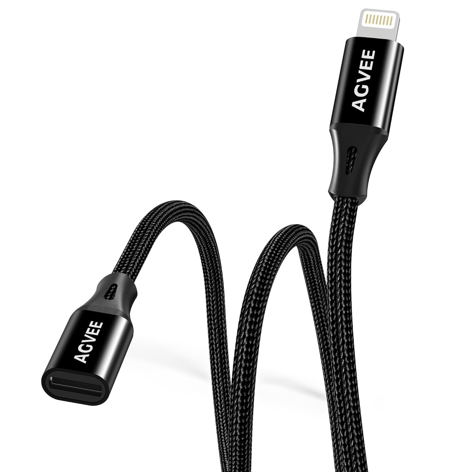 [6.6Ft Lightning Extension Cable Braided Female to Male Extender Cord