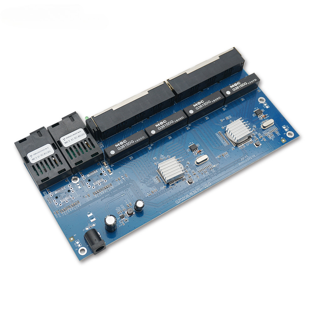 3pcs Gigabit placa metro Switch fibra 1000M 8 RJ45 Fiber Optical Media Converter