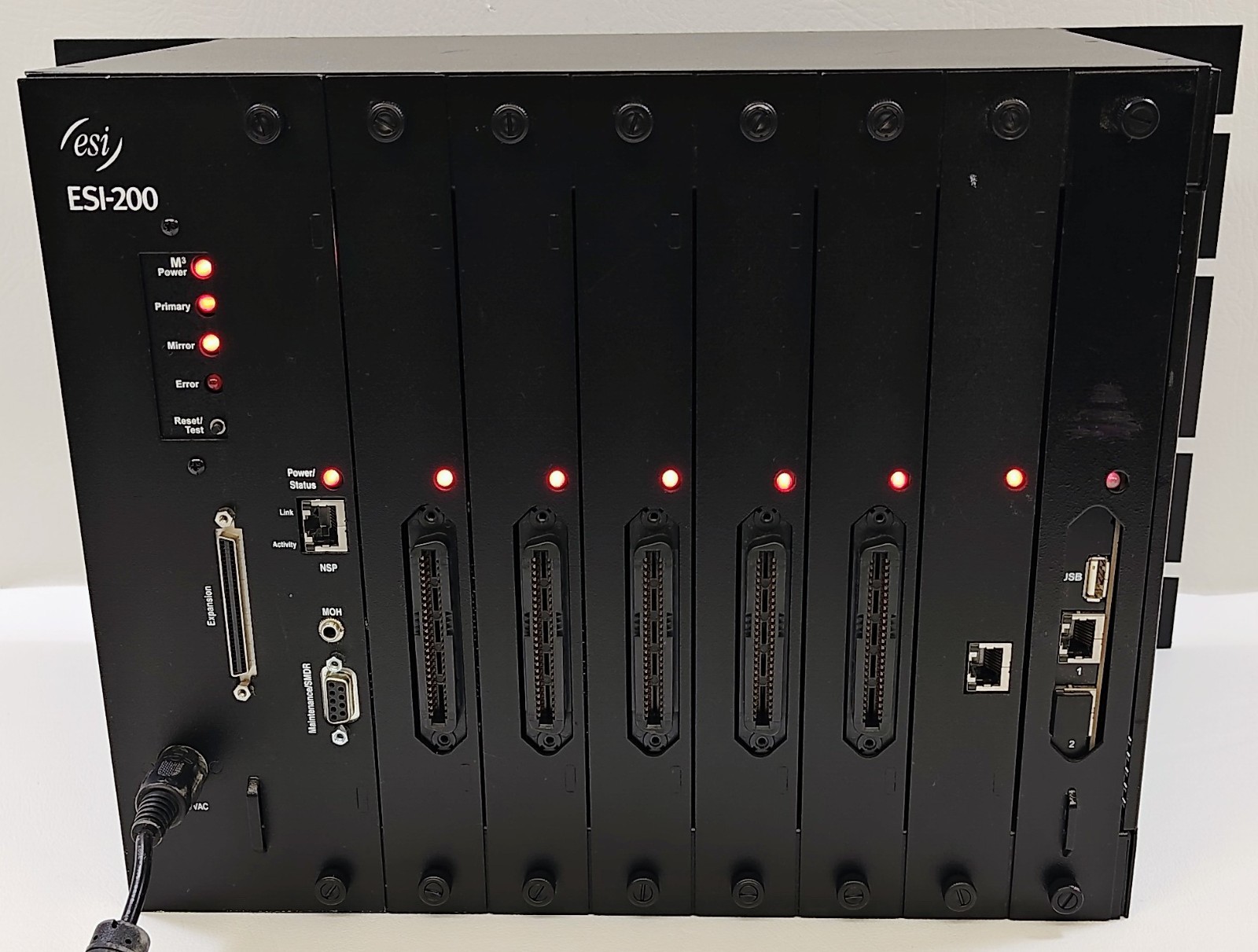 ESI ESI-200 Communications Server PBX Phone System Base Cabinet w/ 6 Cards *READ