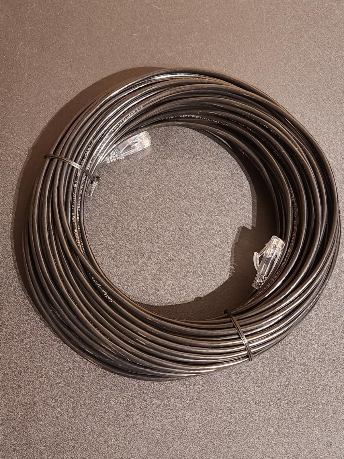 100ft Cat6a Network Cable 28AWG Slim Waterproof Direct Burial Ethernet Cord NEW