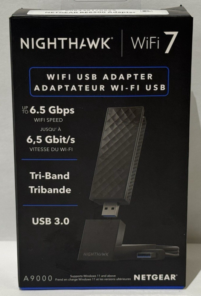 NETGEAR Nighthawk WiFi 7 USB 3.0 Adapter (A9000) – BE6500 Tri-Band
