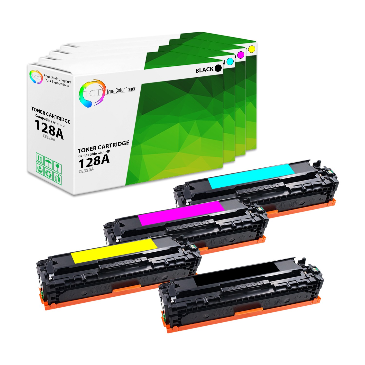 TCT 4PK 128A Toner Set CE320A CE321A CE322A CE323A For HP Color LJ CP1525 CM1415