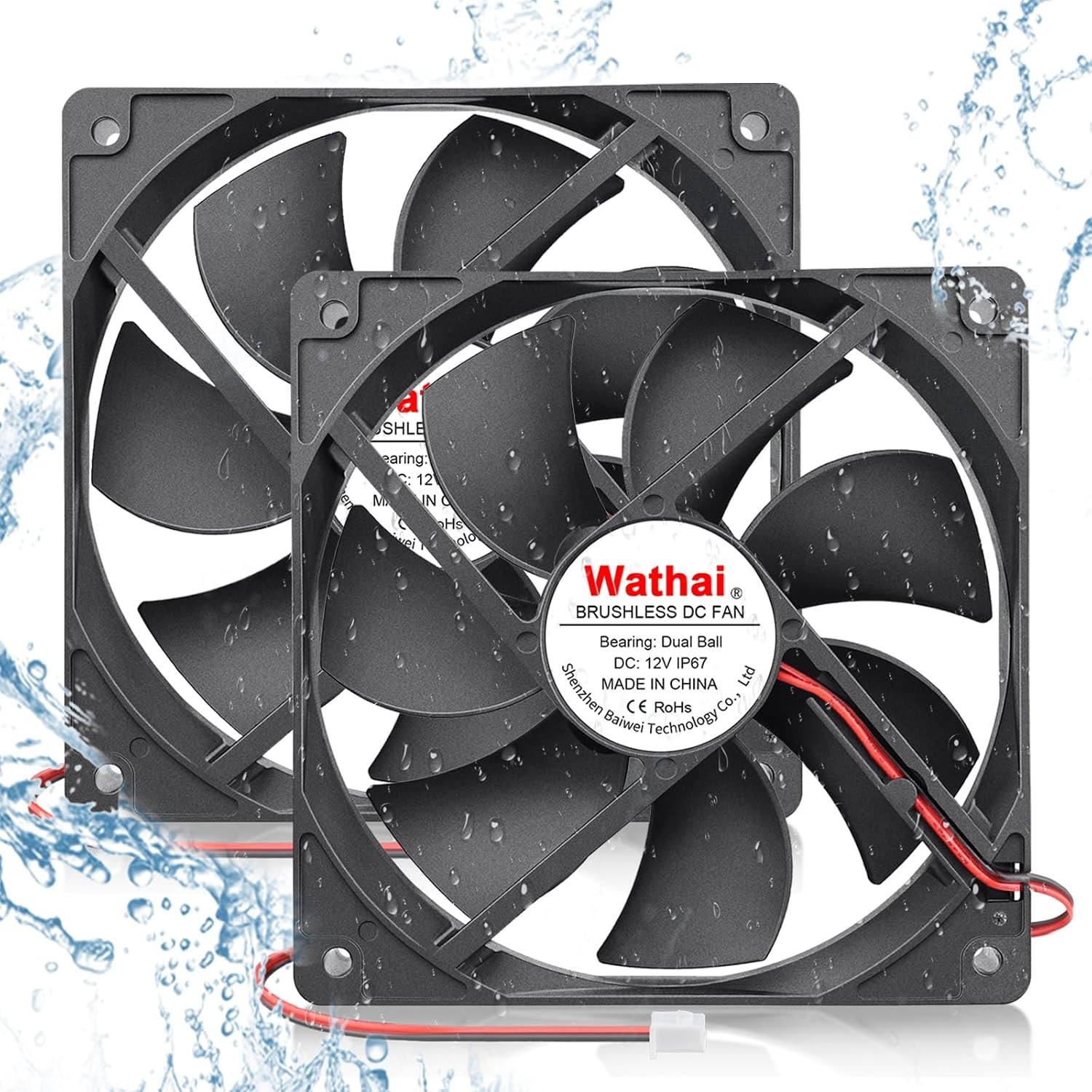 IP67 120mm DC 12V Exhaust Waterproof Fan Dual Ball 2pcs