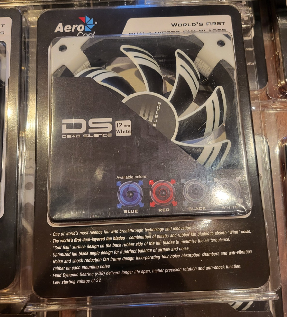 Aerocool Dead Silence DS-120-BL 120mm Case Fan - White Dual-Layer Blades NIB NOS