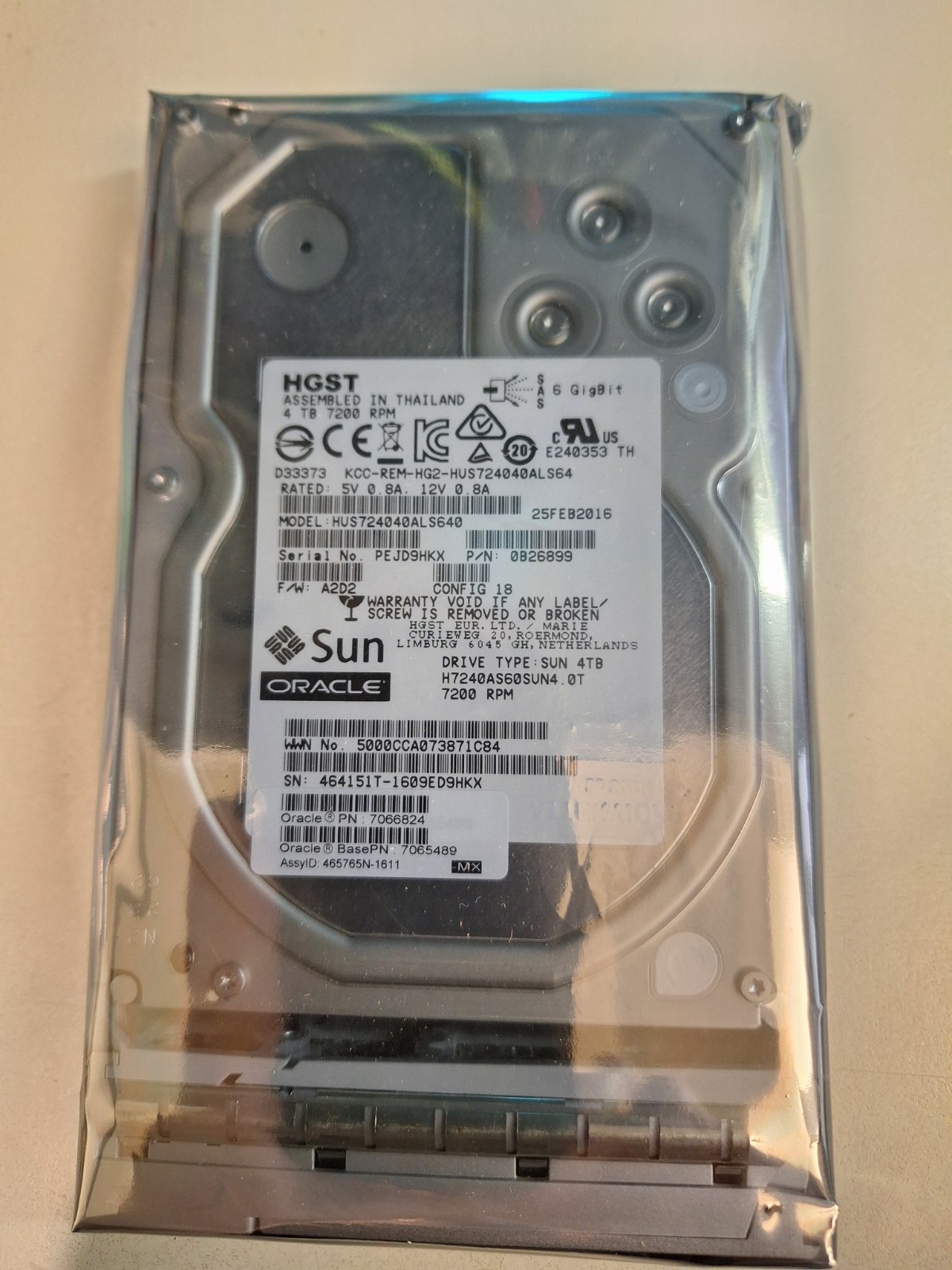 7066824 705489 Sun Oracle 4TB 7.2K SAS 6G 3.5" HDD W/ TRAY