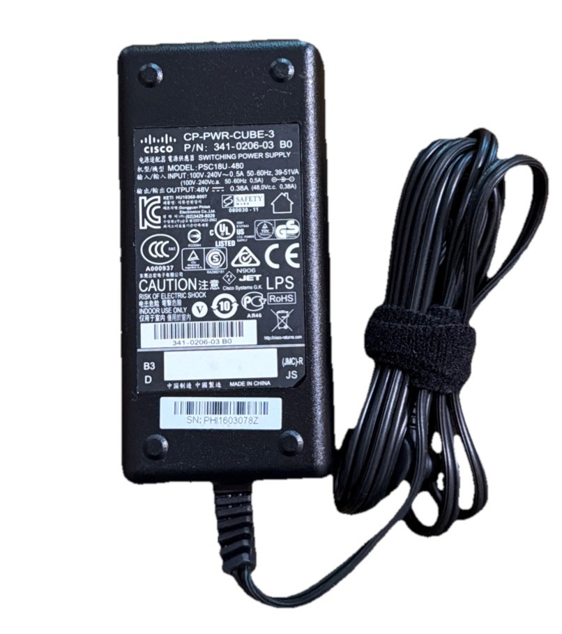 Genuine Cisco CP-PWR-CUBE-3 48V Power Supply Adapter PSC18U-480 IP Phone
