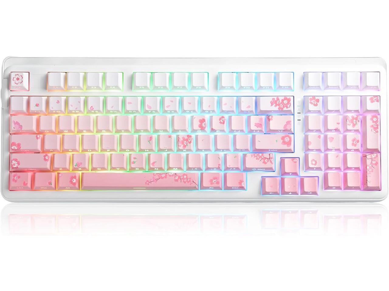 DAREU EK98 Pro Sakura Pink 98-key Wireless Gaming Mechanical Keyboard, Hot-Swap