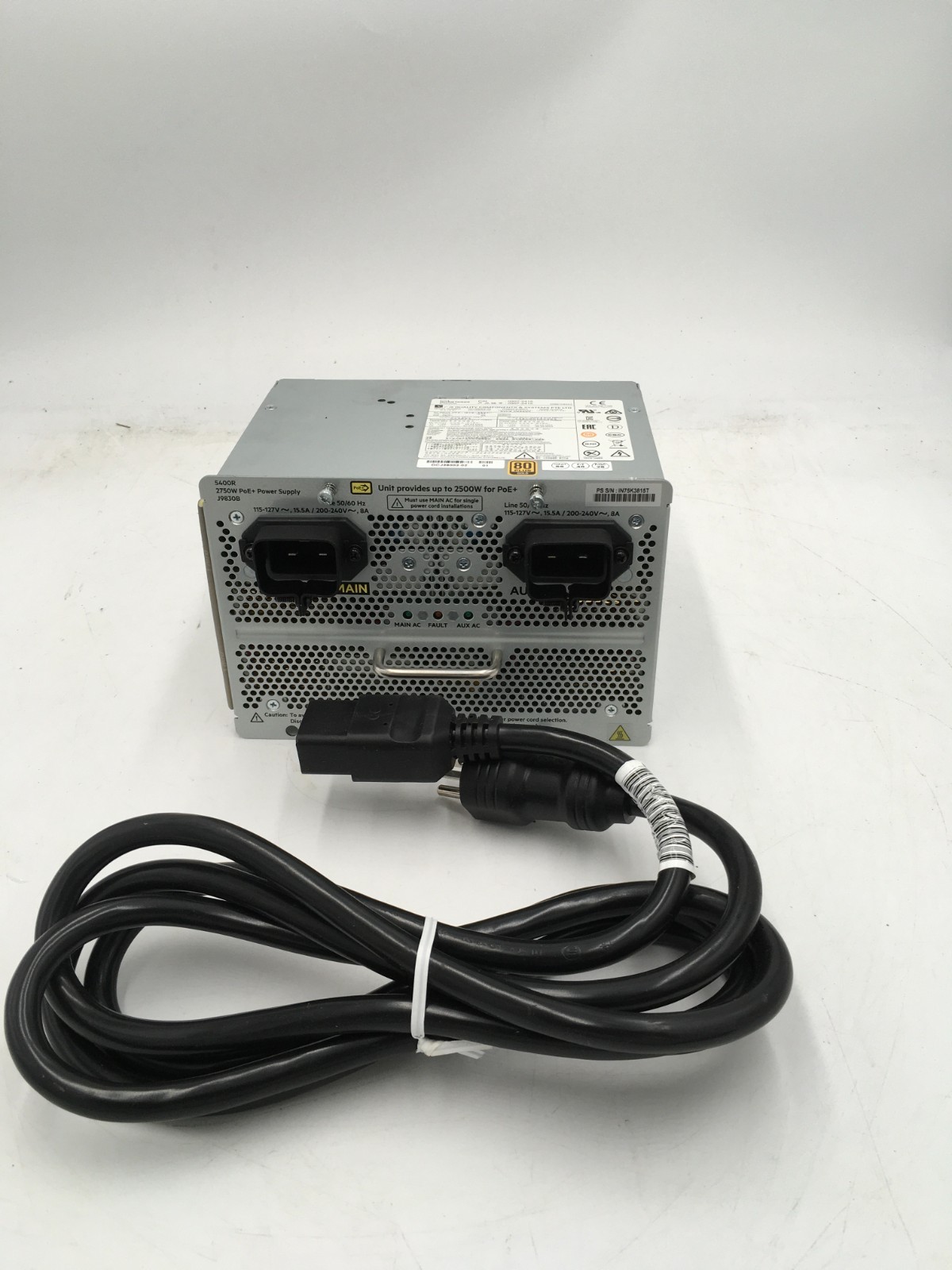 HP J9830B Aruba 5400R 2750W PoE+ zl2 Power Supply New Spare