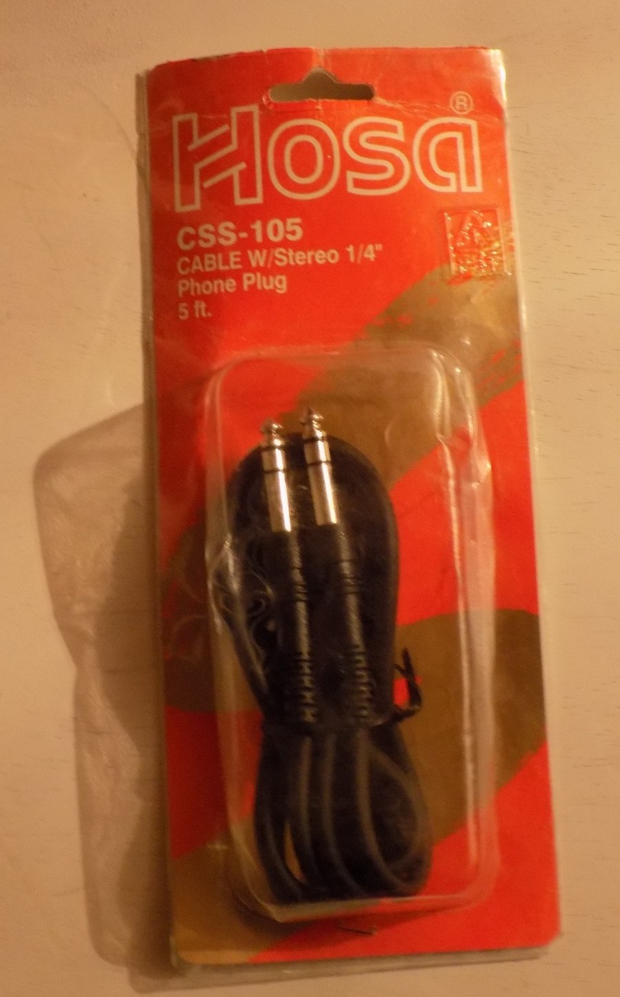 Hosa CSS-105 5 Foot 1/4" To 1/4"  Stereo plug New old stock