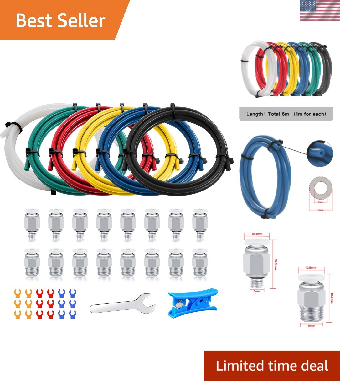 High Temperature Resistant  Bowden Tubing 6M TPFE Teflon Tube for 1.75mm Fila...