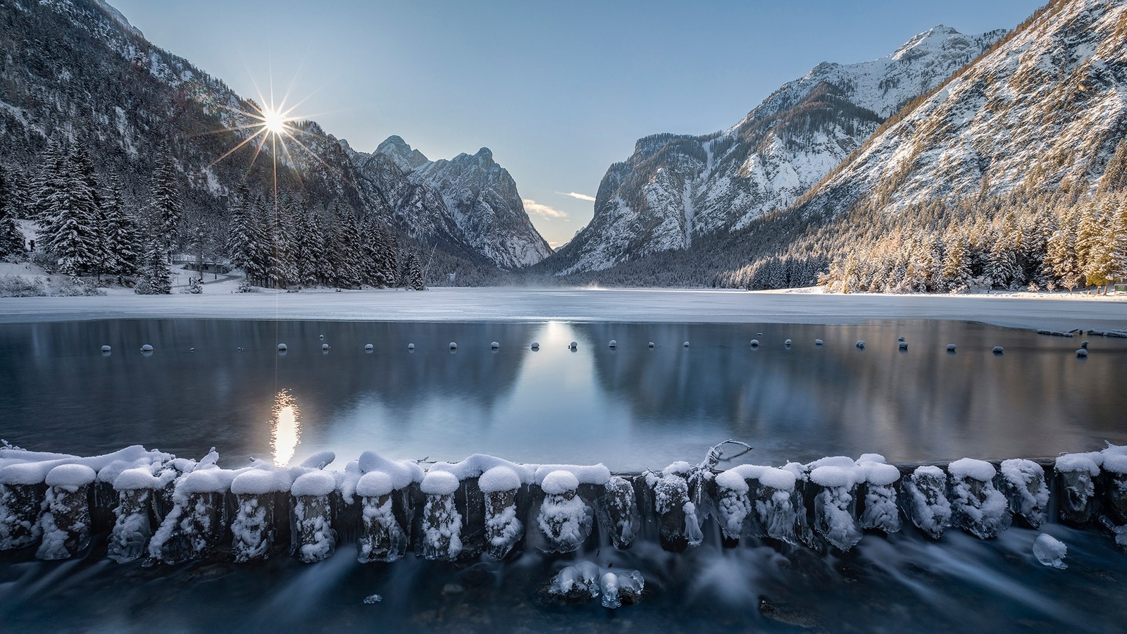 Landscape nature mountains river water italy sunrise ice Custom Gaming Mat Desk