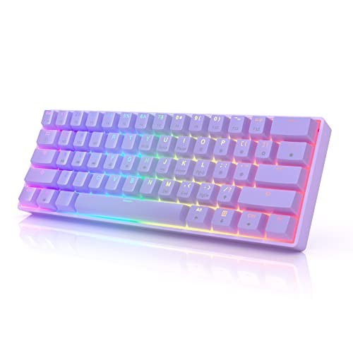 HK GAMING GK61 Mechanical Keyboard 61Keys RGB Wired Gateron Optical Blue Lavende