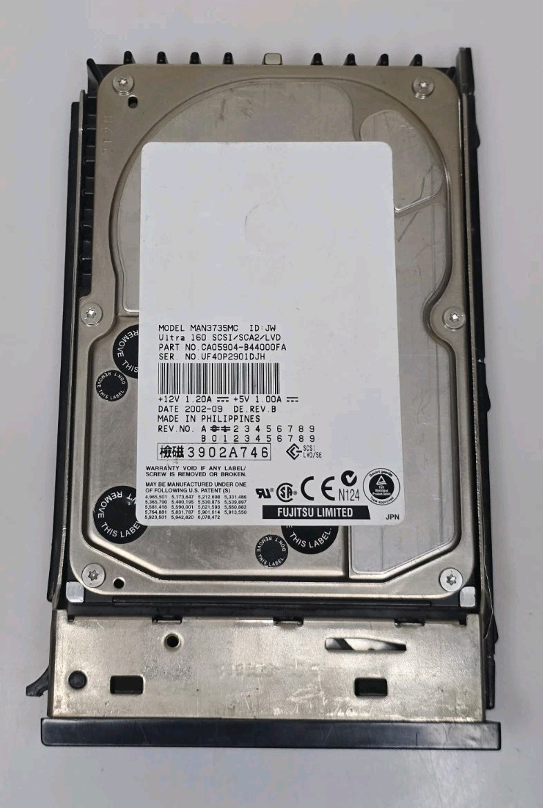 FUJITSU MAN3735MC 73GB 80PIN SCSI Hard Disk HDD 10K w/ Server Mount