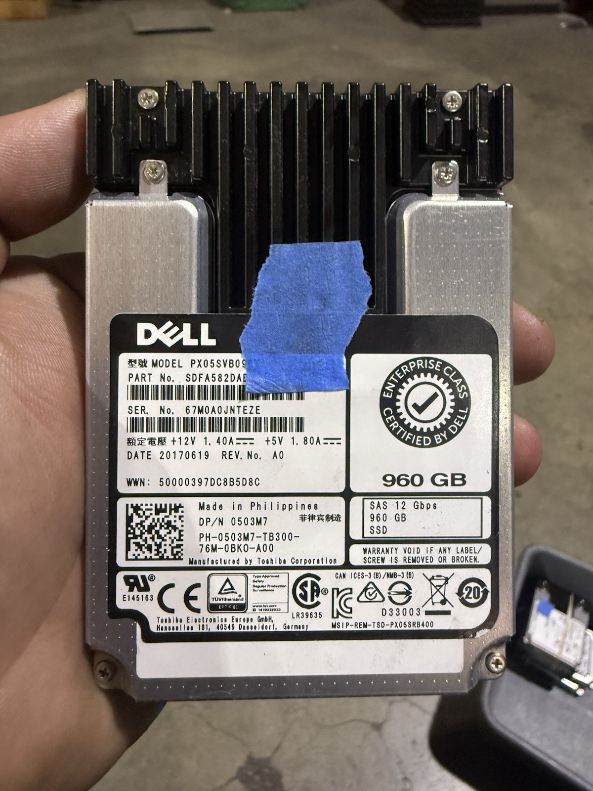 Dell EMC 960GB 12G SAS 2.5" SFF MU SSD 503M7 PX05SVB096Y 14G