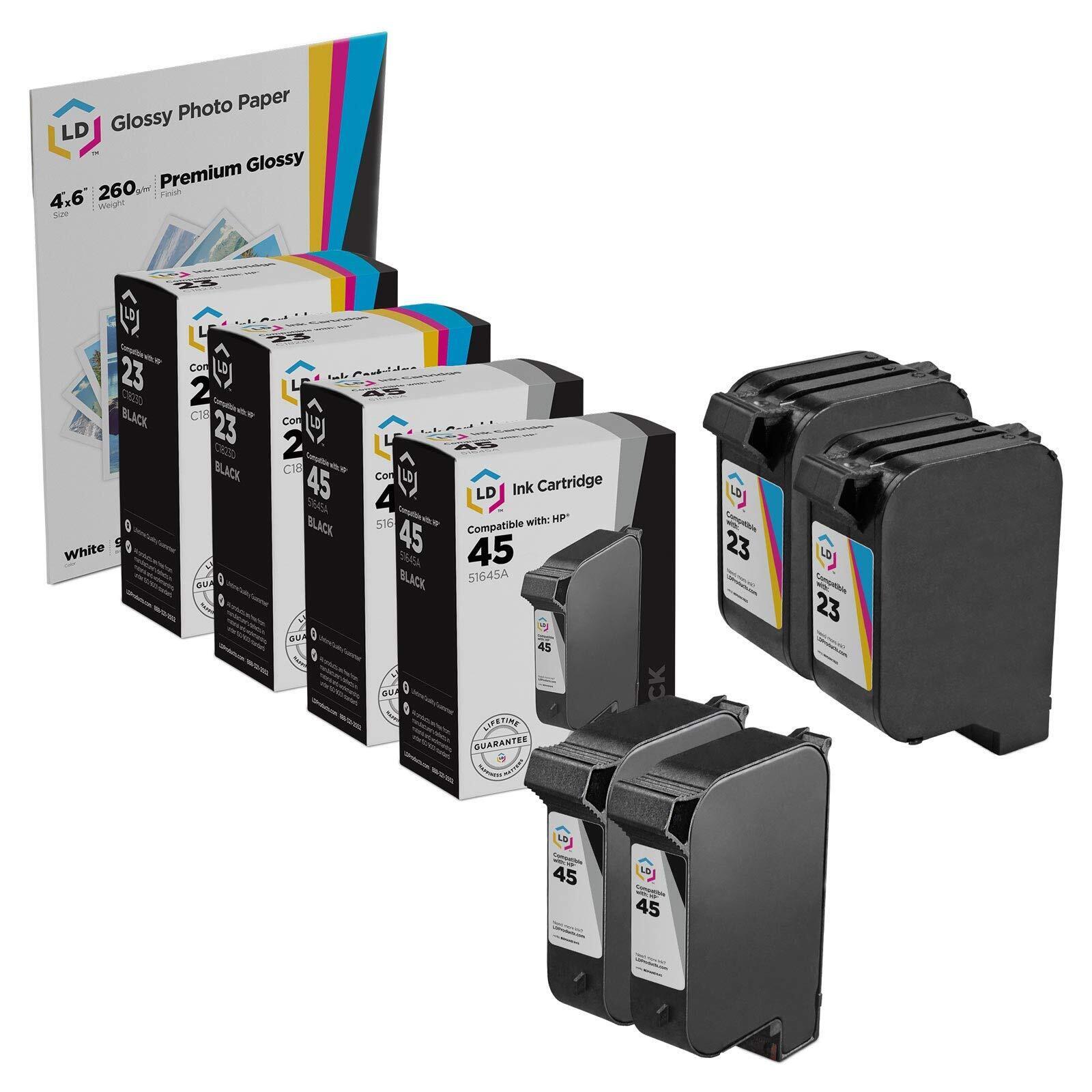 LD Products 4PK Replacement for HP 45 Black & HP 23 Color Inkjet Cartridges
