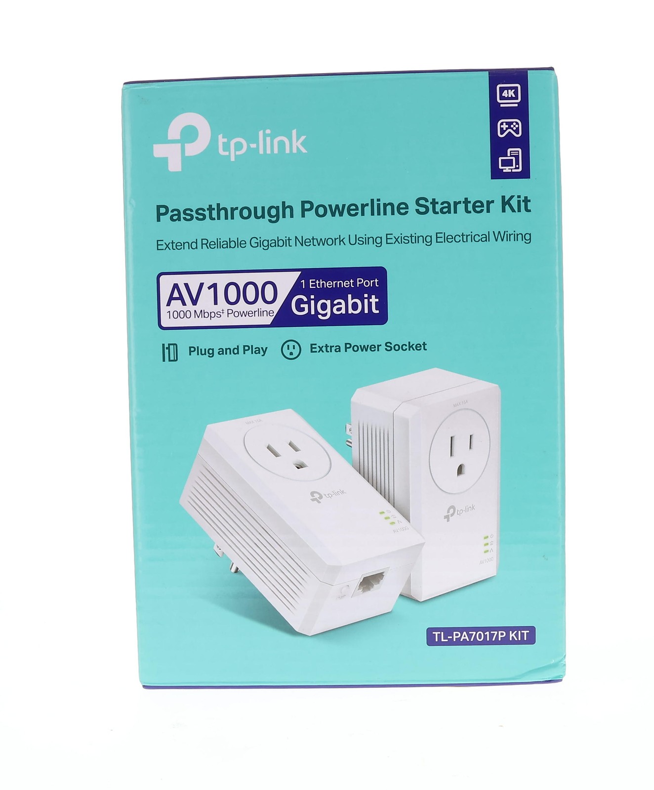 TP-Link AV1000 Powerline Ethernet Adapter Kit Gigabit Port Passthrough