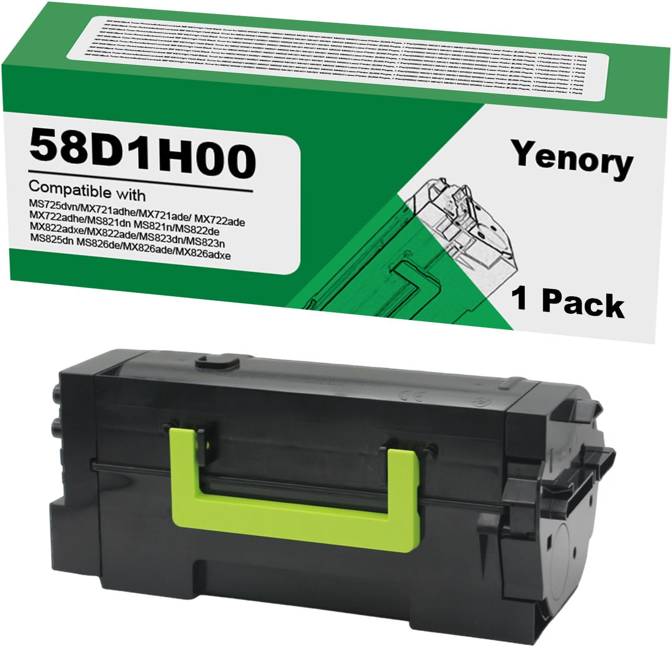 58D1H00 Black High Capacity Toner Cartridge Lexmark Compatible Printer