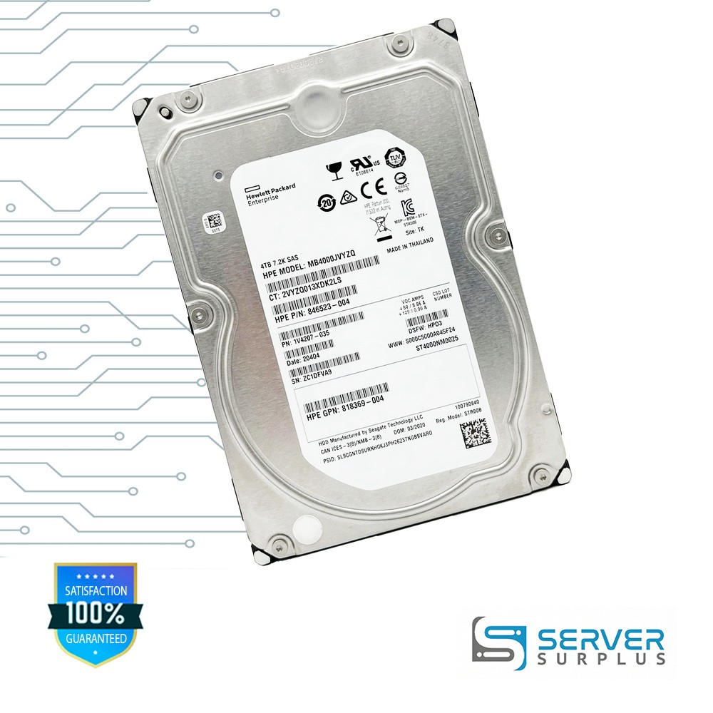 HPE MB4000JVYZQ 4TB SAS 3.5 in Enterprise HDD | 846523-004 | ST4000NM0025