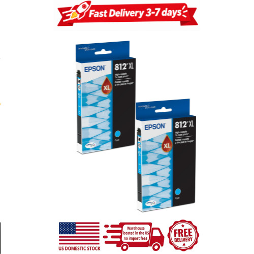 2 pack epson 812xl, cyan high capacity ink cartridges