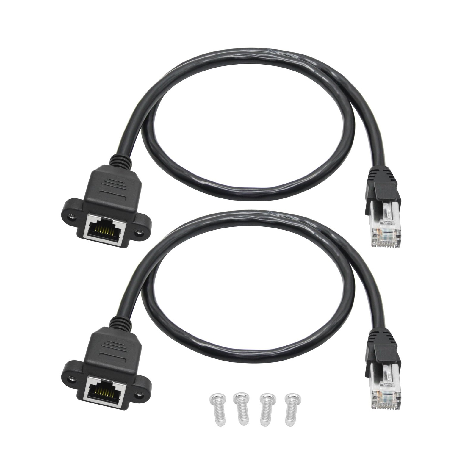 2Pcs Cat6 Ethernet Extension Cable 1FT, RJ45 Male to Female Ethernet Panel Mo...