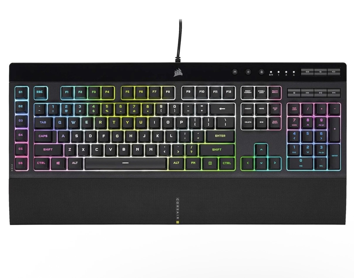 CORSAIR K55 RGB PRO XT Gaming Keyboard, Backlit Per-Key RGB LED, Rubberdome
