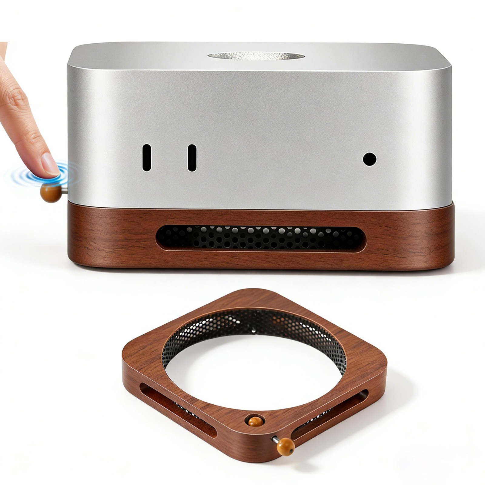 Mac mini Stand (2024) with Effortless Power Button Lever – Solid Walnut Base ...