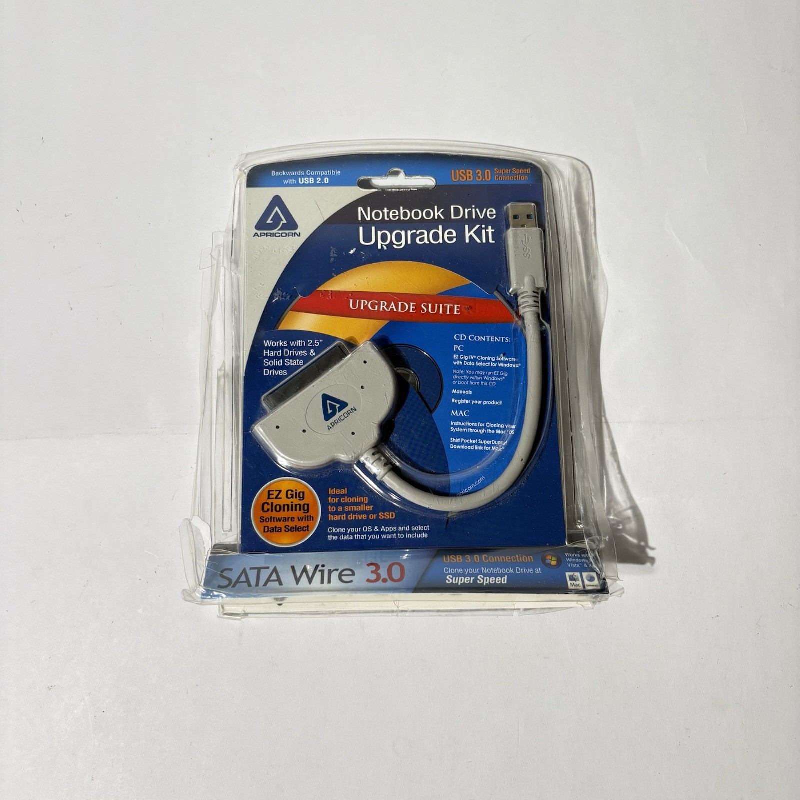 *Box Dam. Apricorn ASW-USB3-25 SATA Wire 3.0 Hard Drive Upgrade Kit PC & Mac NEW