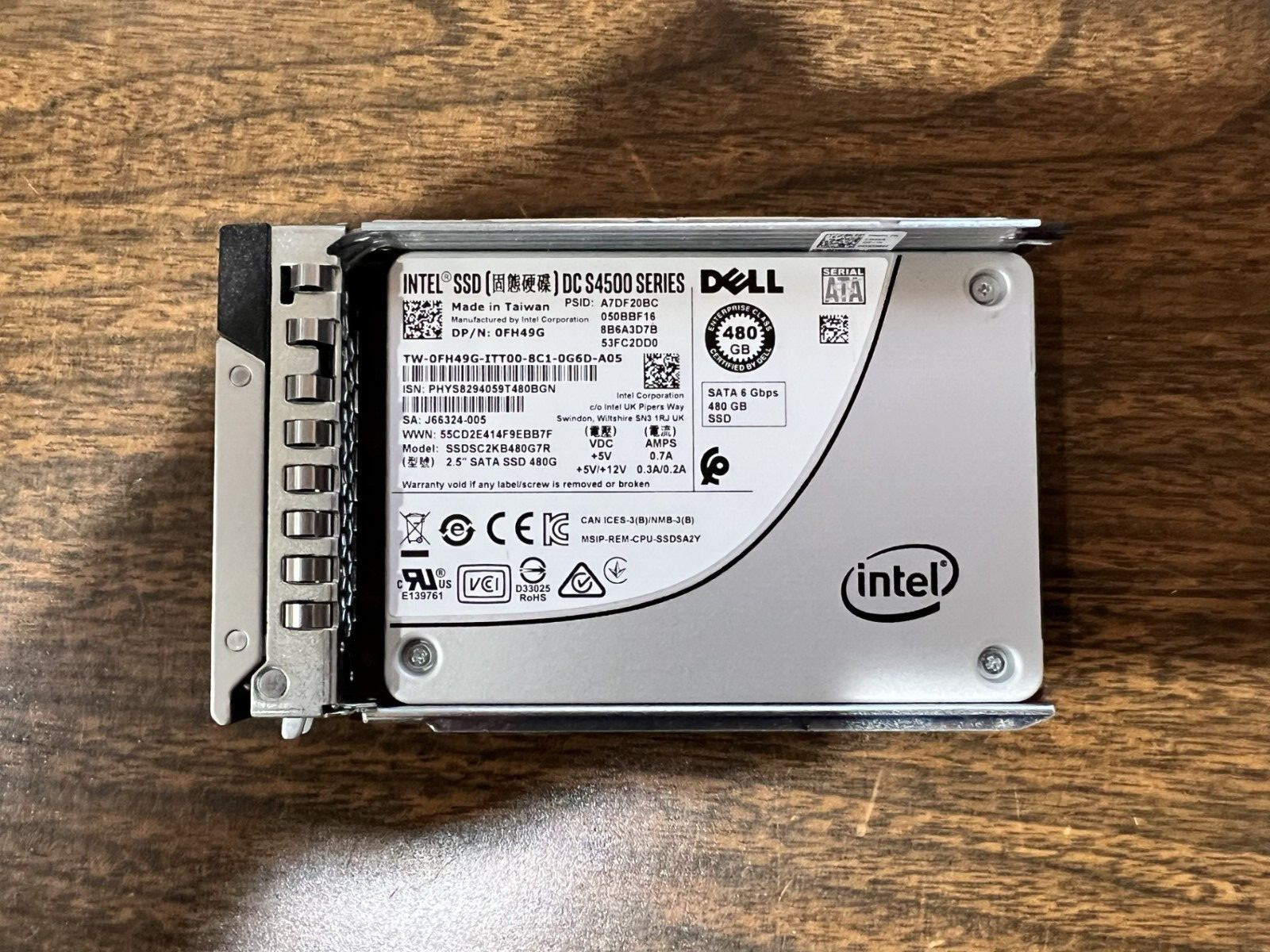 FH49G VPP5P DELL/ INTEL DC S4500 480GB SATA 6Gbps 2.5'' SSD 0FH49G 0VPP5P