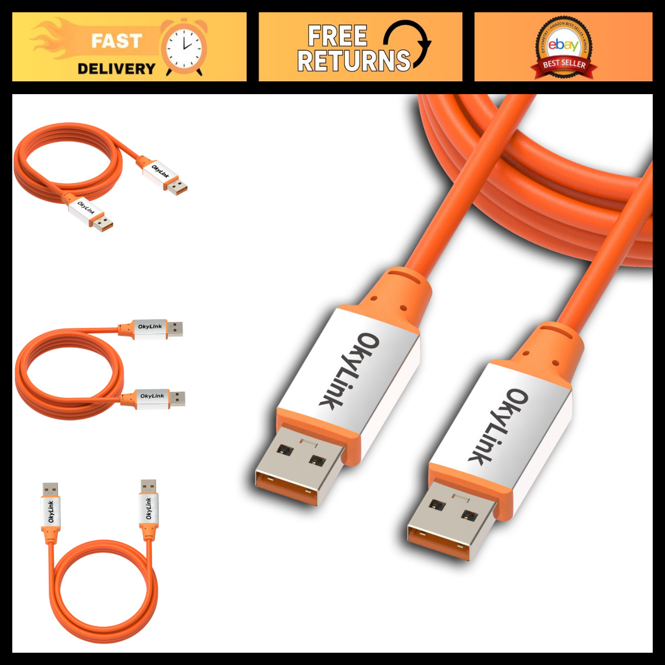 10ft USB 3.2 Gen 2 A to A Cable Male to Male, 10Gbps High-Speed Data Transfer