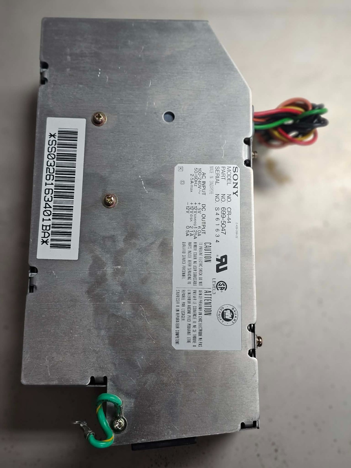 Vintage Apple Macintosh SE SE/30 Sony Power Supply 699-5047 CR-44 Working