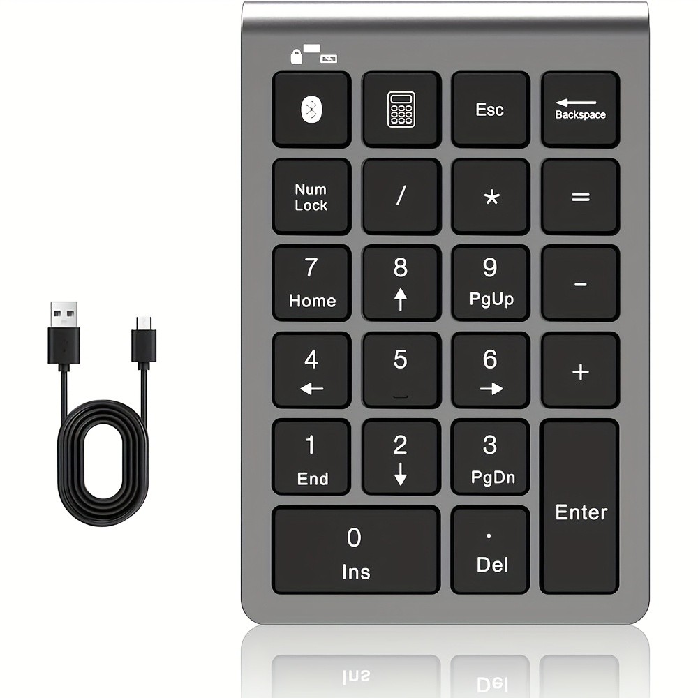Sturdy Ergonomic Plug-And-Play 2-in-1 Wireless & Wired 10-Key USB Numeric Keypad