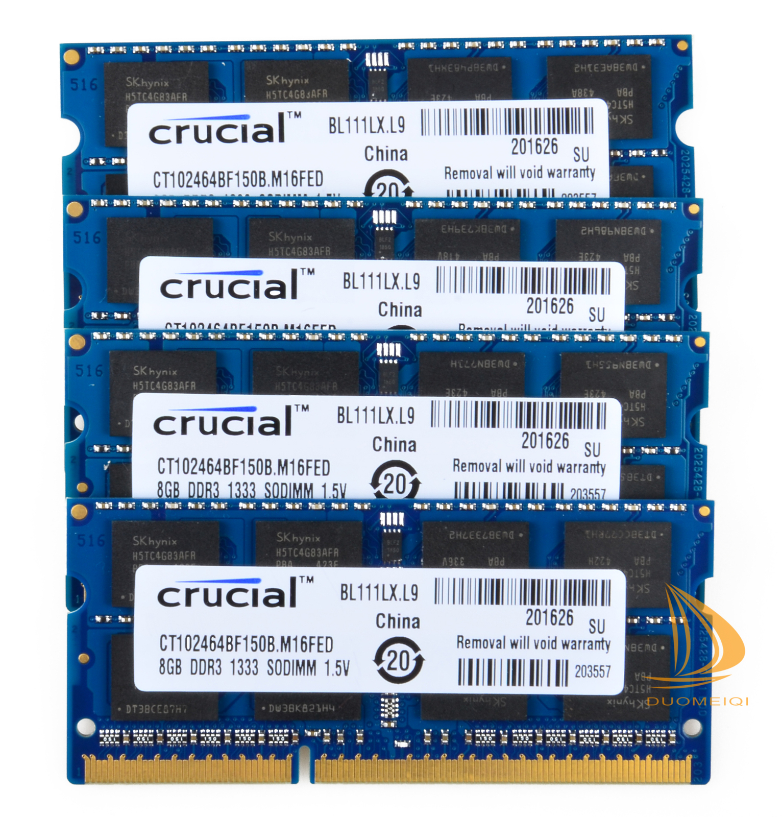 Crucial DDR3 RAM 32 GB 4x 8GB 2Rx8 PC3-10600S 1333Mhz SODIMM Laptop Memory 1.5V