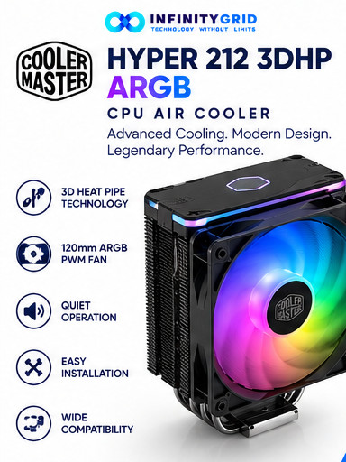 NEW Cooler Master Hyper 212 3DHP Black ARGB CPU Cooler 120mm PWM Intel AMD