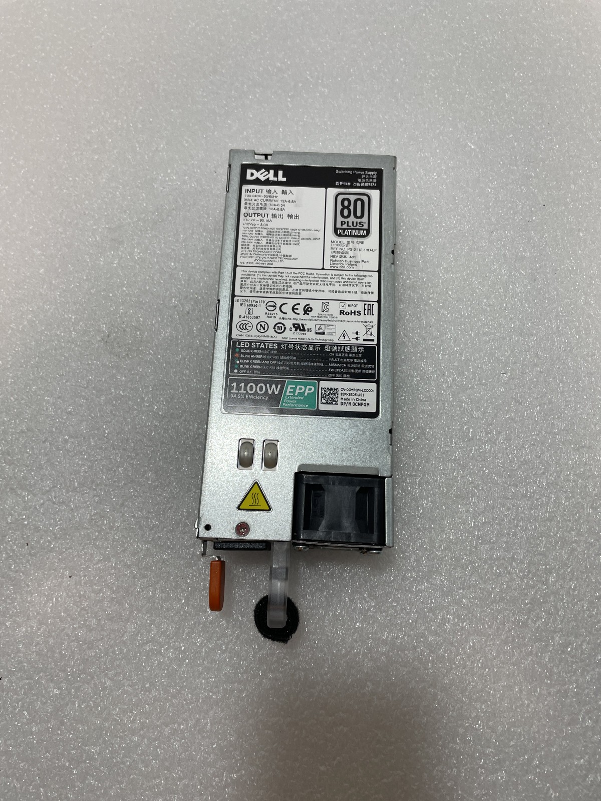 Dell PowerEdge  1100W L1100E-S1 9TMRF Y26KX CMPGM PR21C Power Supply