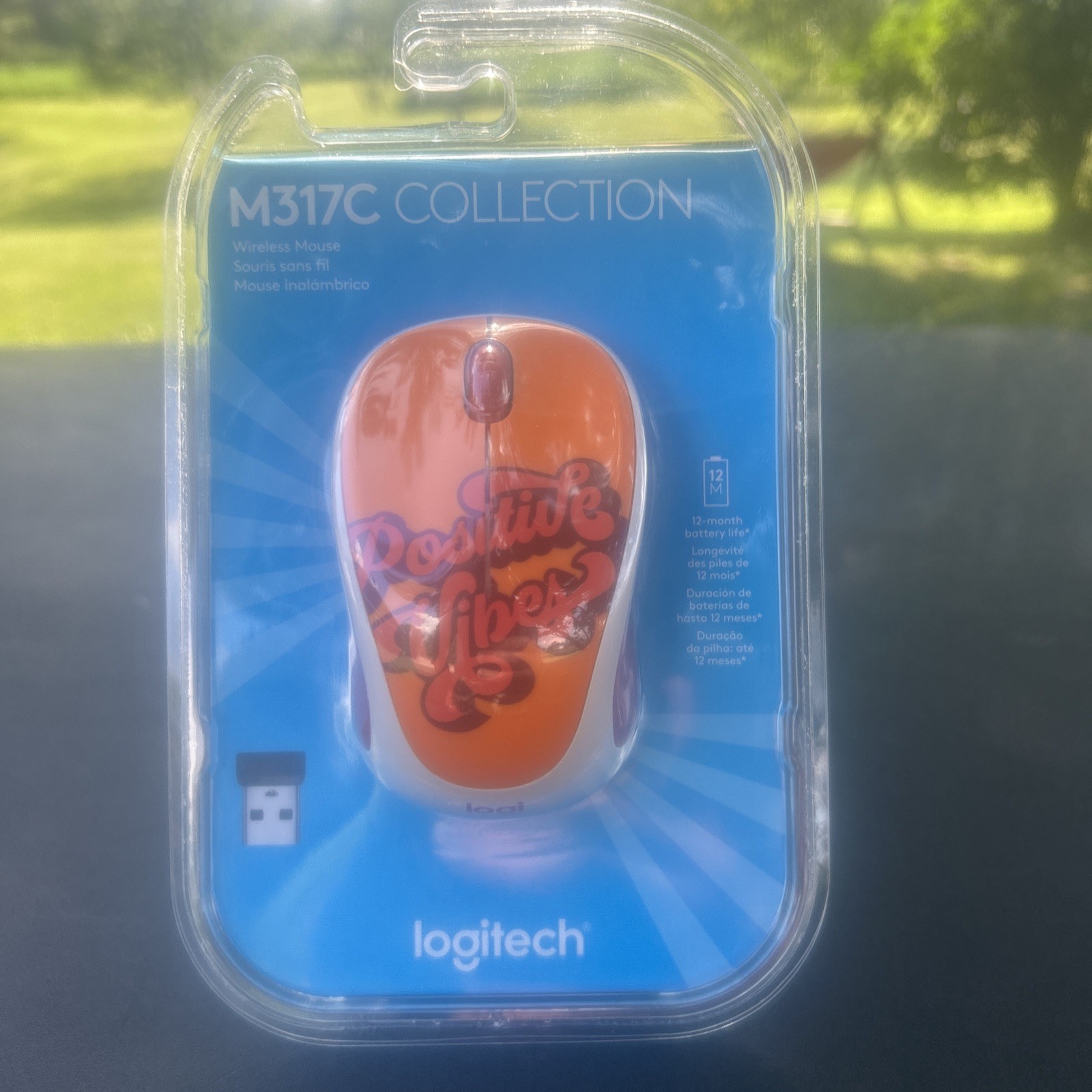 Logitech M317C Collection Wireless Battery Operated Orange Mouse Positive vibes