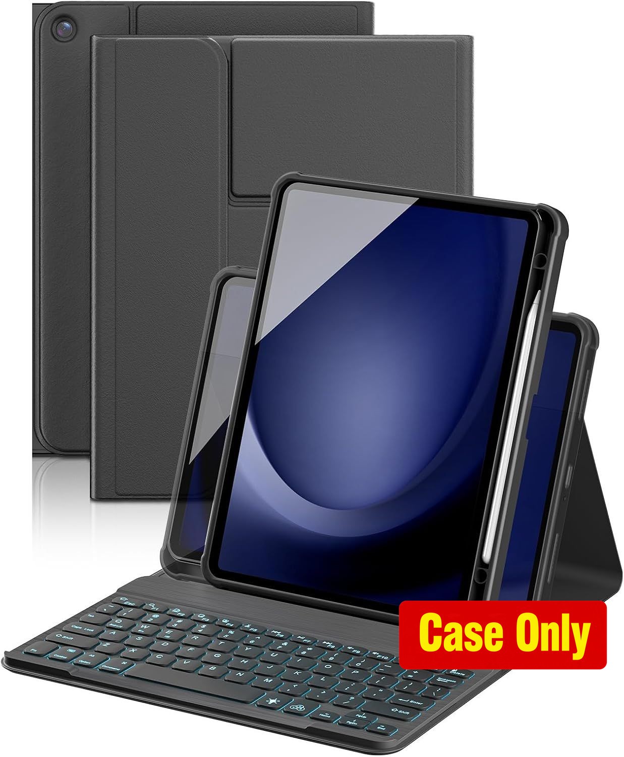 360 Rotating Cover Case with Backlit Keyboard for Galaxy Tab A11 Plus 11-Inch