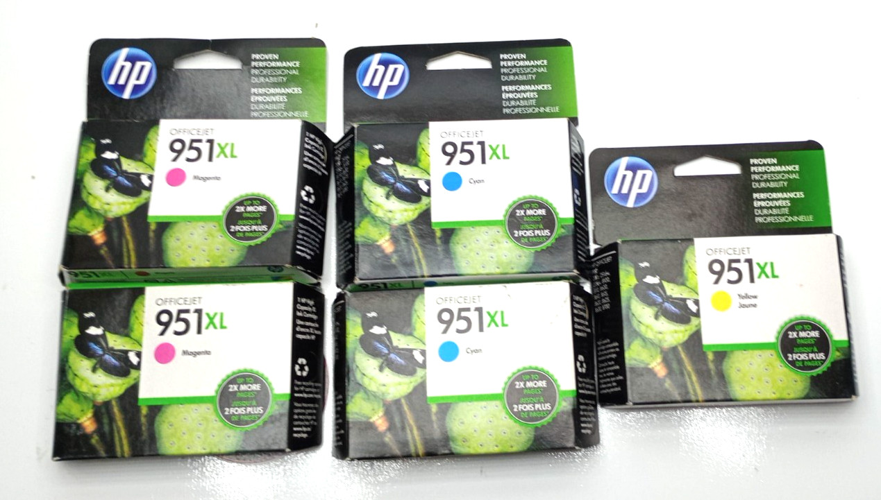 HP 951XL Genuine/Original Cyan X2, Magenta, Yellow Inkjet Ink Cartridge Expired