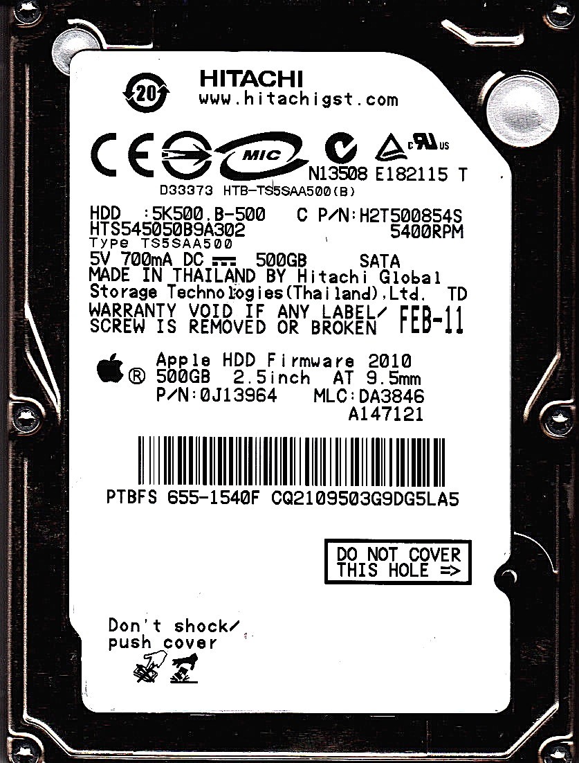 FOR DATA RECOVERY HTS545050B9A302 0J13964 DA3846 655-1540F 2.5 BAD SECTOR 7419