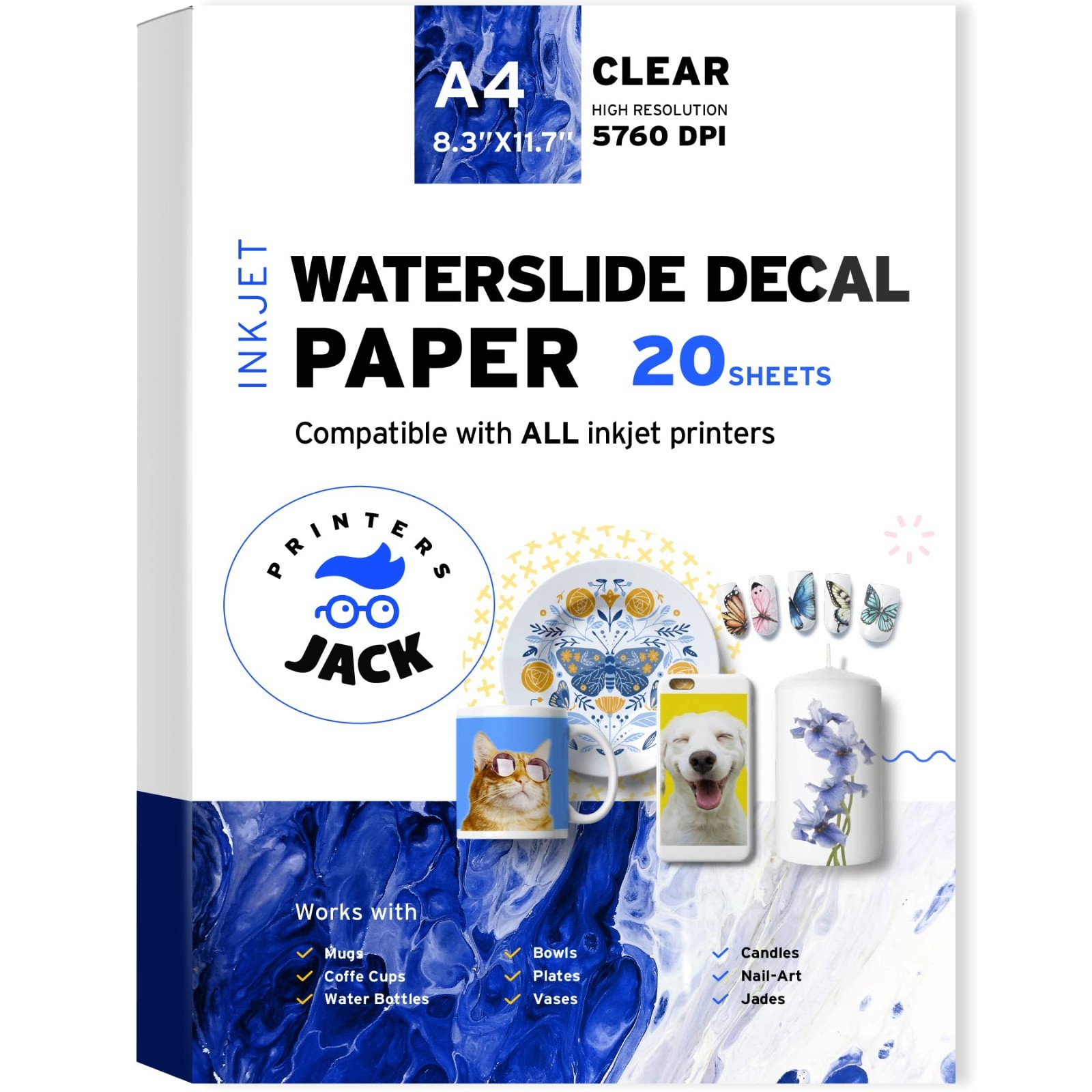Water Slide Decal Paper Inkjet 20 Sheets A4 Size Premium Water-Slide Transfer Pa