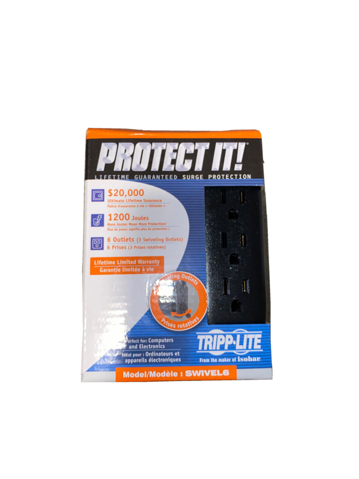 Tripp-Lite SWIVEL6 Plug-In 6 Outlet Rotatable Surge Protector Black UNT