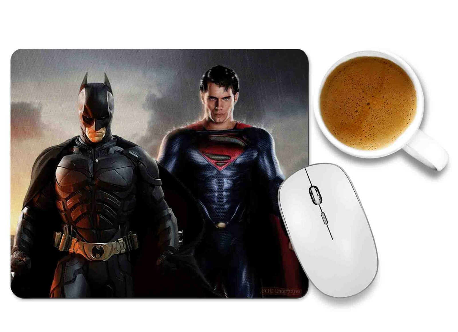 Superman with Batman Mouse pad Non-Slip Rubber Base Rectangle Gaming Mousepad
