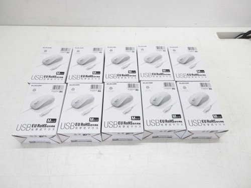 10x ELECOM M-K6URWH/RS USB Optical Mouse White M Size Wired New Open Box JP