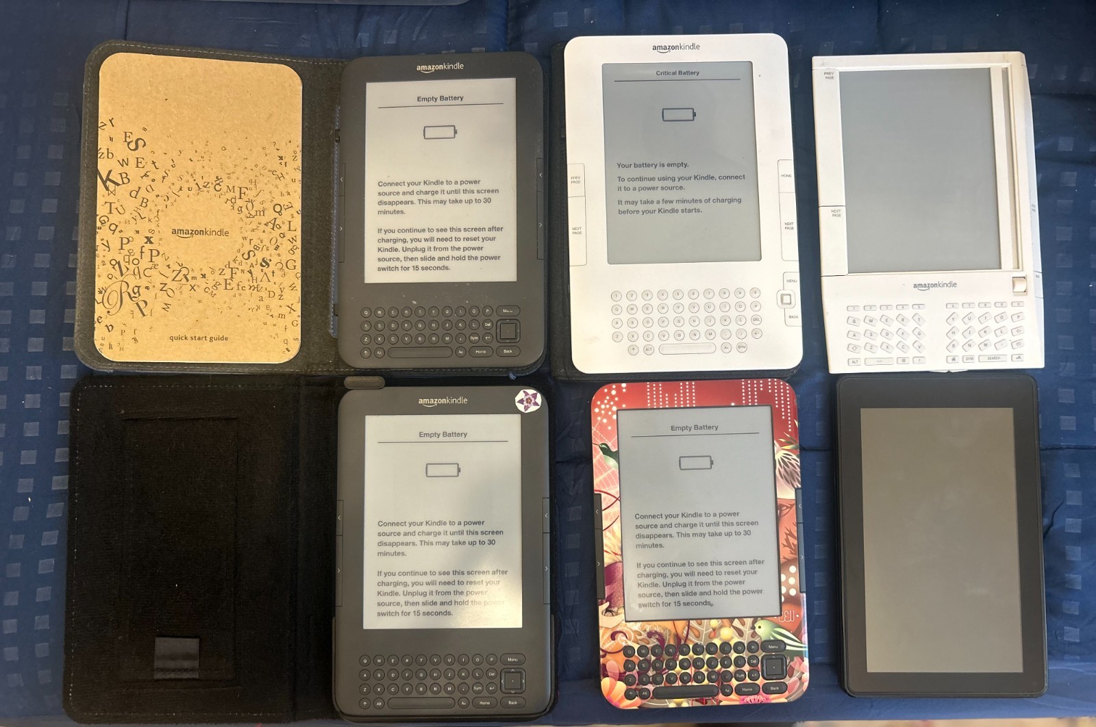 LOT of 6 Amazon KINDLES for PARTS or REPAIR ( as-is )Need Batteries 